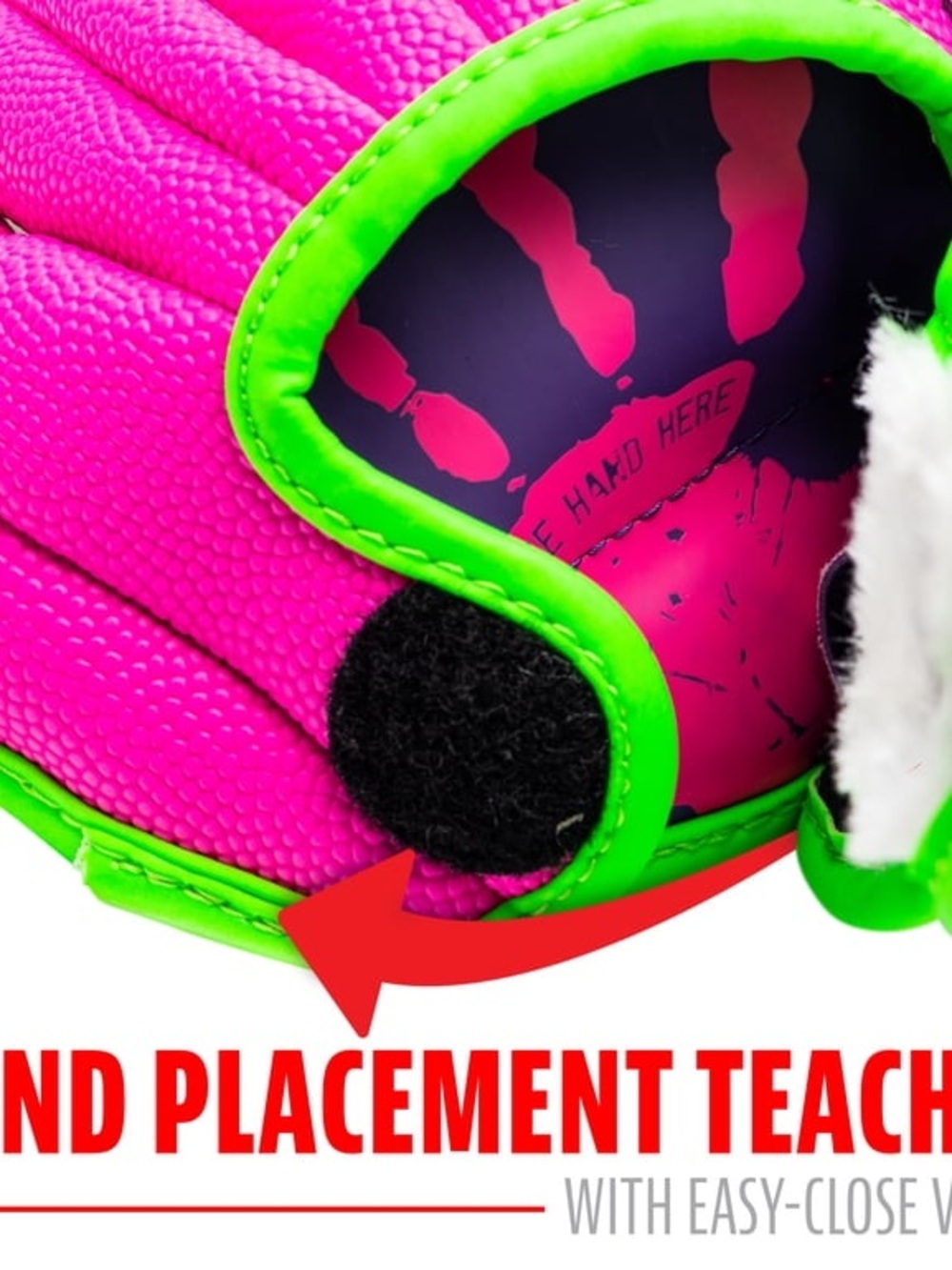 Franklin Kids Pink & Purple Softball Glove with Neon Green Trim - Picture 2 of 4